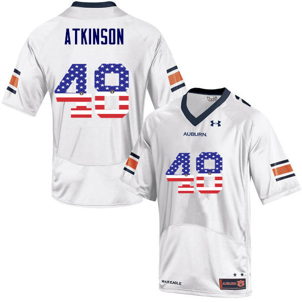 Men #48 Montavious Atkinson Auburn Tigers USA Flag Fashion College Football Jerseys-White